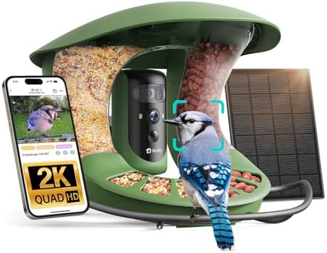 Birdfy 2 Smart Bird Feeder with Camera, Dual-Lens (2K+1080P), Solar-Powered, Wireless Installation, Auto-Capture Bird Videos & Motion Detection, Gift Present