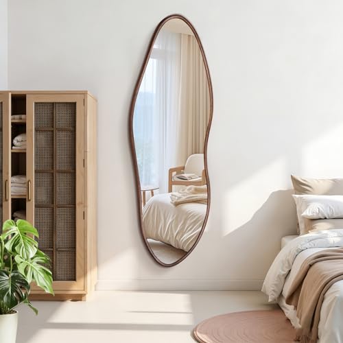 EssOAKence Irregular Full Length Mirror 64"x21", Cloud-Shaped Design with Rounded