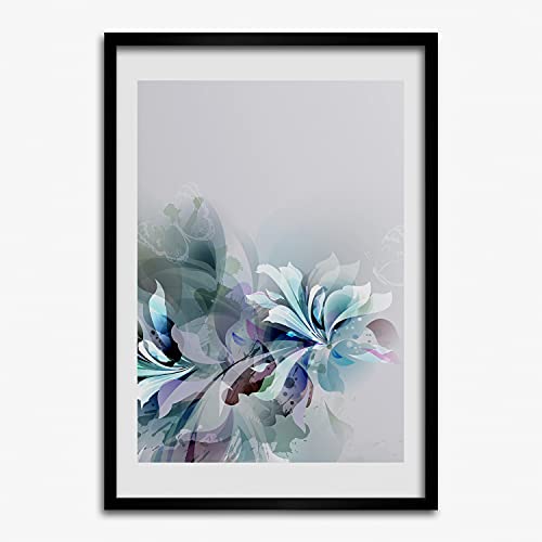 Tableau fleurs abstraites 50x70 cm avec cadre en bois moderne Tulup