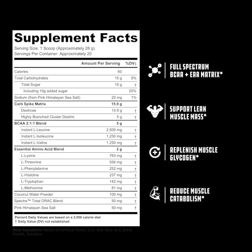 Image of Repair Post Workout Recovery Drink: Fast Absorbing Carbohydrates (Waxy Maize + Cluster Dextrin) and BCAA /EAA for Advanced Muscle Recovery, Peach Mango, 20 Servings