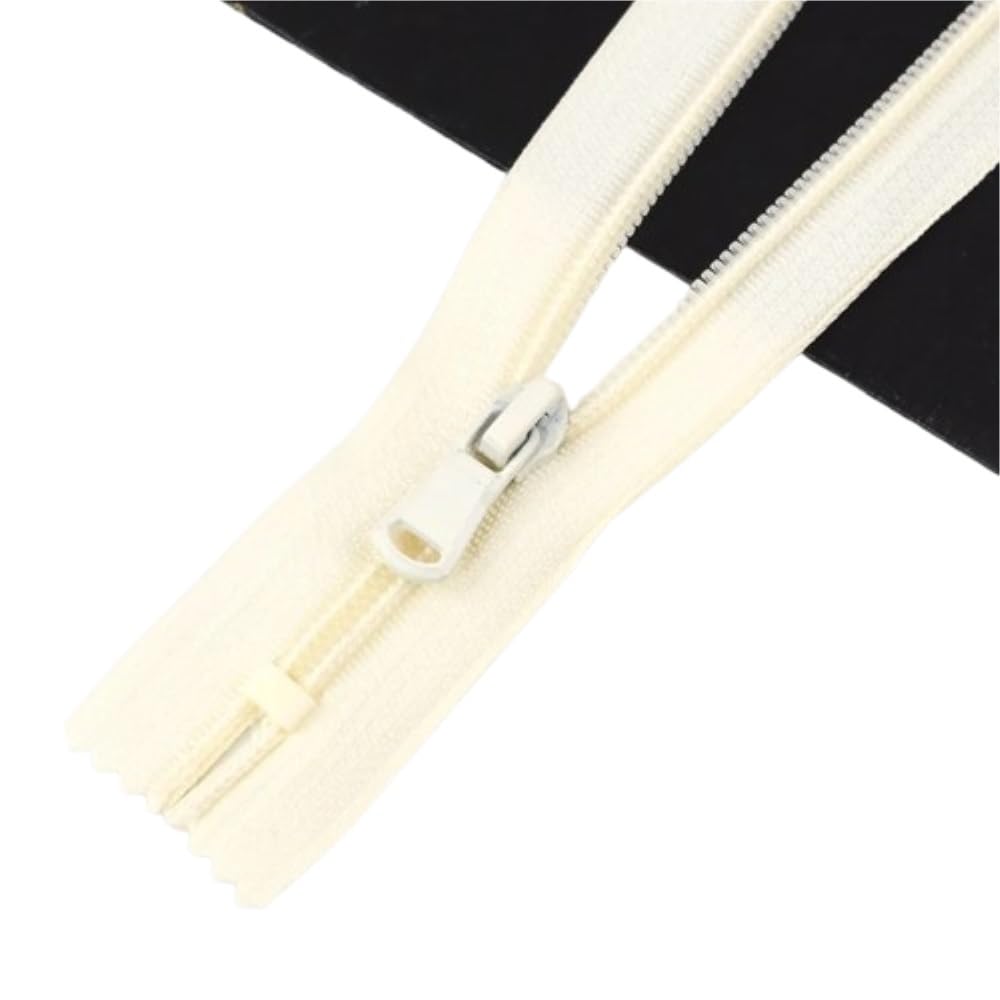Zip Fastener 10Pcs 5# Nylon Zippers, Silence Close-end for Jacket(Beige,25cm)