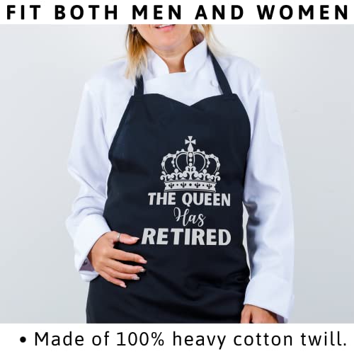 The Queen Has Retired Retirement T Shirt For Women Coworker Apron 1 Size Fits All Men Women - Aprons #TOP4