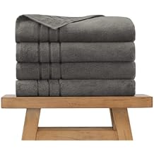 Cariloha Extra Smooth Towel Viscose from Bamboo 28"x54" Highly Absorbent Odor Resistant Onyx 4 Pack Bundle