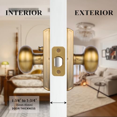 HIEMEY Antique Brass Privacy Modern Vintage Door Knobs Interior with Lock by HIEMEY - Used condition - Image 5