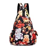 Lightolife Waterproof Convertible Sling Backpack Travel Hiking Crossbody Shoulder Bag for Women Men, Colorful Bear