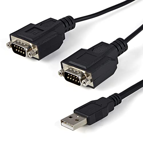StarTech.com Adapter USB na szeregowy - 2 porty - zatrzymanie portu COM - FTDI - kabel adaptera USB na RS232 - konwerter USB na szeregowy (ICUSB2322F), czarny