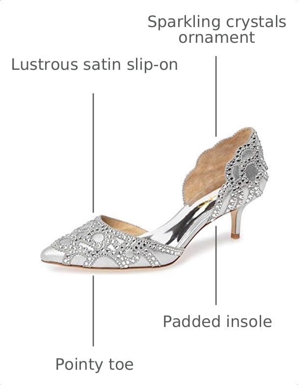 Image of XYD Women's Pumps, Elegant Pointed Toe, D'Orsay Kitten Low Heels, Rhinestone Studs, Slip-On Satin Shoes for Wedding