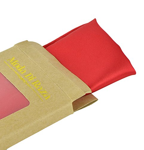Moda Di Raza Pocket Square Handkerchief 10 X 10 Hanky Satin Finish| Solid Colors Square Pocket Hankies| - Red #TOP7