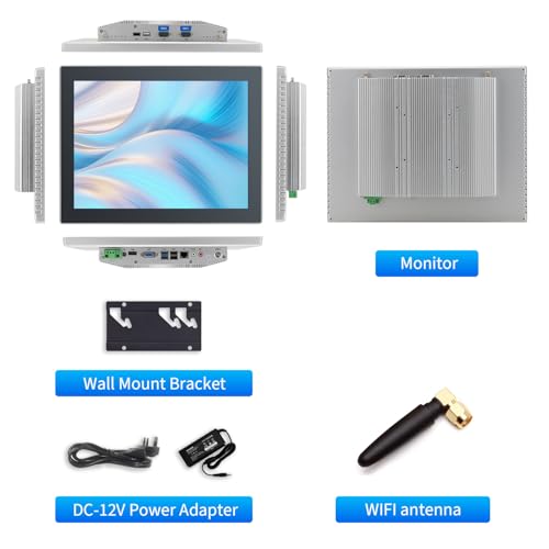 Image of 15 inch Industrial Touch Panel PC, Ratio 4:3 Multi-Touchscreen-Monitor,Wall Mounted Touch Screen Panel Computer,WiFi & Built-in Speakers,IP65 Front,Win 10 I3 RAM 4G+128G SSD