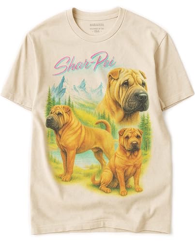 Shar Pei Vintage Tshirt for Dog Mom & Dad 100% Natural Undyed Cotton for Men & Women