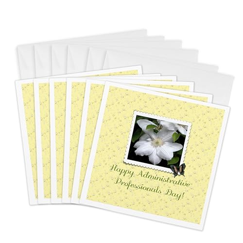 Cartes de vœux fête des secrétaires clématite papillon 3dRose Gc_282188_1