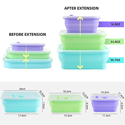 YISUN Set di 3 Ciotole Pieghevoli in Silicone con