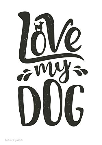 Poster en métal Love my dog A4 : plaque métallique murale vintage motif chien