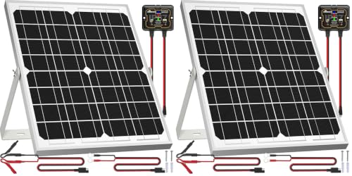 Image of Solar Panel Kit 20W 12V, Waterproof Solar Battery Trickle Charger Maintainer + Smart MPPT Controller + Adjustable Mount Bracket for Boat Car RV Motorcycle Marine Automotive (Pack of 2)