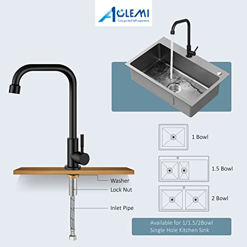 Aolemi Black Cold Only Water Kitchen Faucet Commercial Bar Tap Single Lever Handle 304 Stainless Steel Decked Mounted Single Hole Modern #TOP7