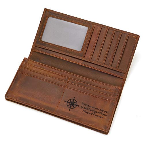 LUUFAN Men's Genuine Leather Long Wallet Chain Wallet Card holder Wallet with Coin Pocket