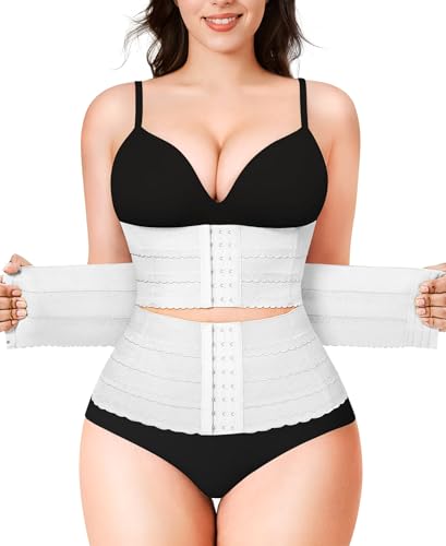 KUMAYES Korsett Damen Waist Trainer Corset Shapewear Damen Bauchweg Stark Formend Body Shaper Segmentierter Taillenformer Hohe Elastizität Shaping Unterbrust Korsett Bauchweg Corsage (Weiß, M)