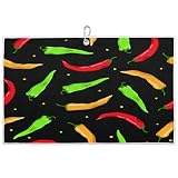 TropicalLife Toalla de golf, toallas de golf de microfibra con patrón de chiles calientes para bolsas de golf para hombres y mujeres, toalla de bolsa de...