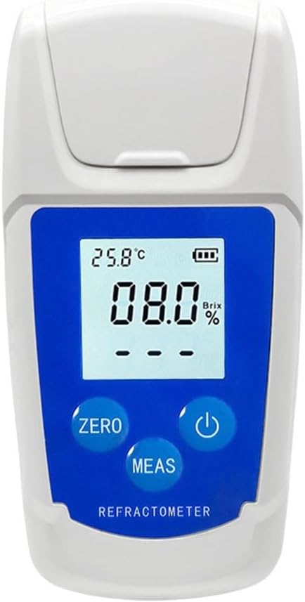 Digital Sugar Meter for Food and Liquid for Brix Testing, Portable Sugar Analyzer with Automatic Compensation, 0-32% and 0-55% Range, Compact Digital Refractometer for Quick （0-32%）