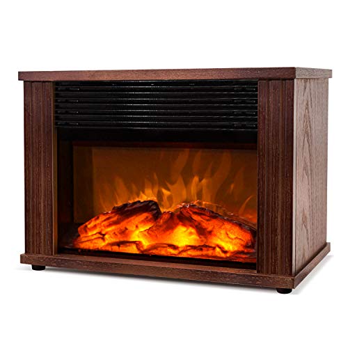 DONYER POWER 1500W Mini Electric Fireplace Tabletop Portable Heater,14'' (Wood color)