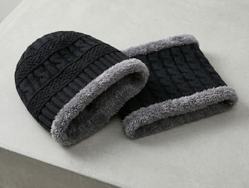 Image of Woolen Winter Cap with Neck Scarf for Boys and Girls /Kids Winter Cap (Age 5-14 Years)