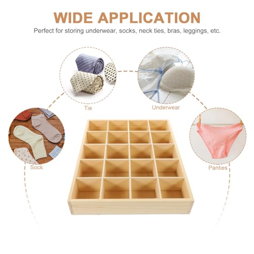 Ciieeo 20-Compartment Underwear Storage Case for Shallow Drawers - Sock Organizer & Dresser Divider Box | 2" Low Profile Panties Storage Container for Closet Organization & Wardrobe Clutter Control by Ciieeo - Image 5