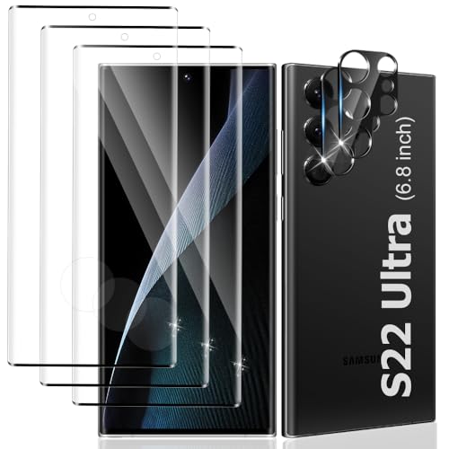 [3+2 Pack] Galaxy S22 Ultra 5G Screen Protector and Camera Lens Protector, HD Clear, 9H Hardness, Fingerprint Support, Scratch Resistant, Bubble Free for Samsung Galaxy S22 Ultra 6.8 Inch by SunColorful - Used condition - US$7.30