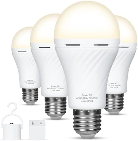 TNQAN 4 Pack Rechargeable Light Bulbs, Battery Powered