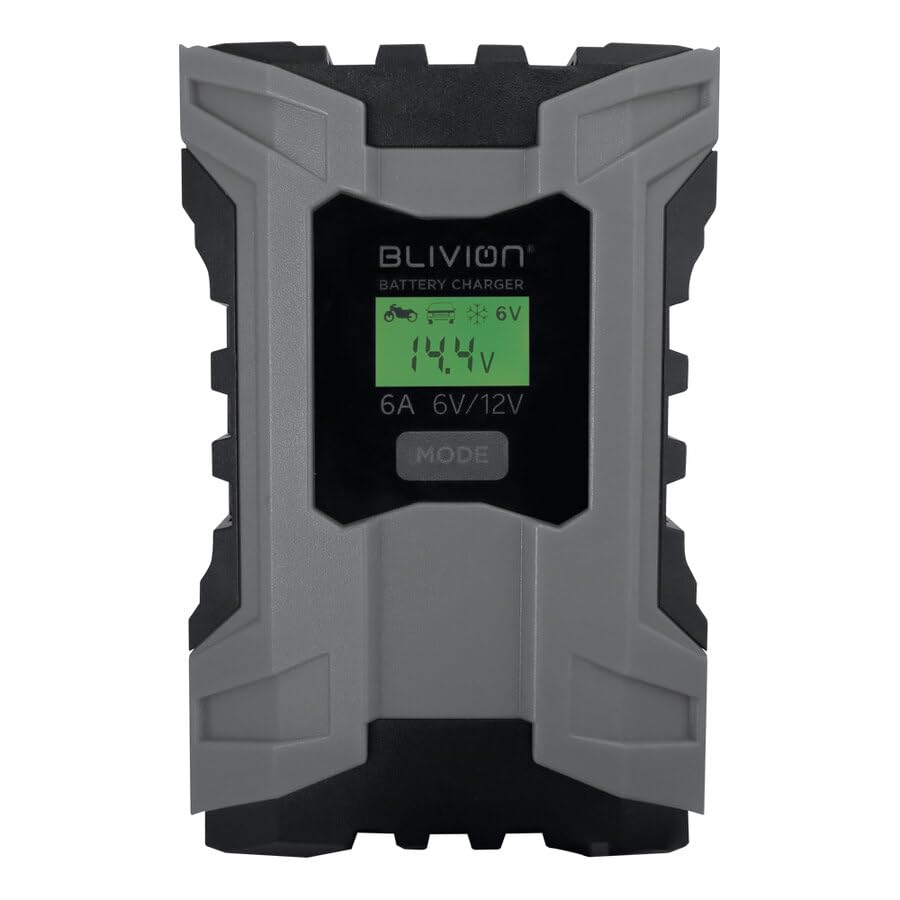 BLIVION Carica Batteria per Auto 6V/2A 12V 2A/6A | Fornisce diagnostica avanzata per indicare le batterie danneggiate | Per Batterie piombo acido