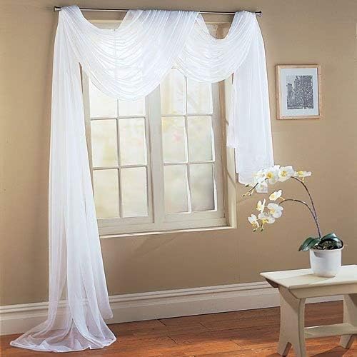 Beautiful White Elegance Window Sheer Voile Scarf 60" X 216"