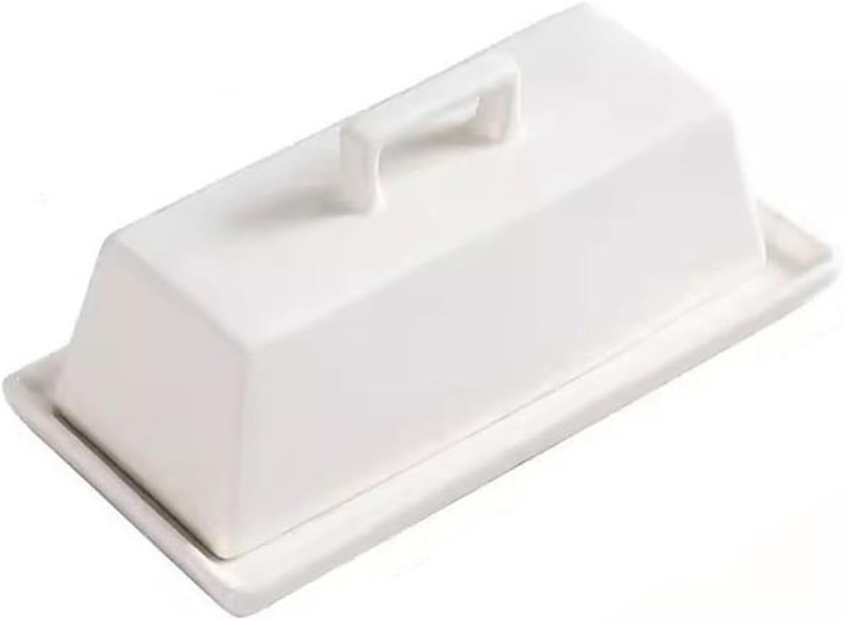 Hotel Restaurant Lid Kitchen Butter Dish Simple Cheese lid Snack Plate Ceramic Butter Container Household Cheese Butter Box Tableware Farmhouse Kitchen，D