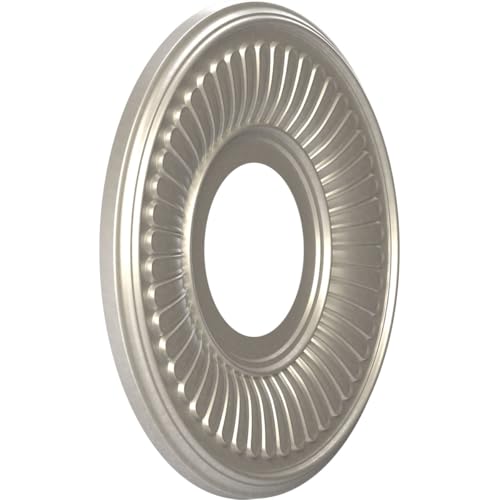 Image of Ekena Millwork CMP10BEBAL Berkshire Thermoformed PVC Ceiling Medallion (Fits Canopies up to 4 1 /2 inch), 10 inchOD x 3 1 /2 inchID x 3 /4 inchP, Bright Coat Aluminum