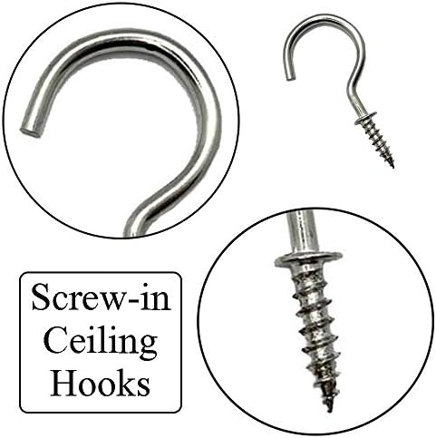 xiaozhenjida 50 Pcs Screw-in Ceiling Hooks Screw Hooks Cup Hooks Nickel Plated Hooks for Cabinet Shelf Silver 1 inch (Silver)