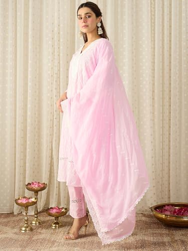 Image of INDO ERA Women Pure Cotton Kurta Set with Dupatta | Festive Suit Set, 10790