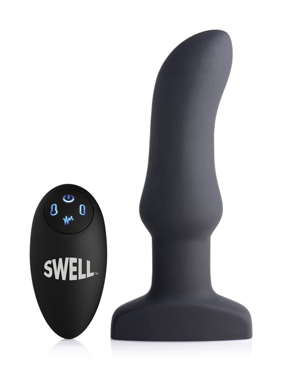 XR Brands 10X Inflatable + Vibrating Curved Silicone Anal Plug