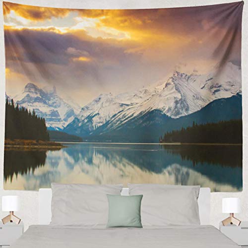Forest Tapestry, Summor Wall Hanging Hippie Tapestry Sunset Tapestry Lake National Park Canada Canadian Forest Landscape 60 X 80 Inch Nature Home Decorations For Living Room Bedroom Dorm #TOP1