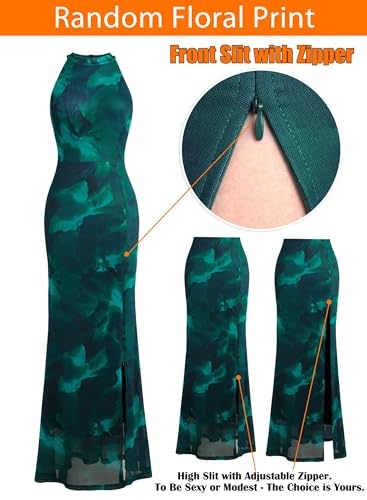 Image of VFSHOW Womens Formal Sexy Halter High Slit Prom Wedding Guest Maxi Dress 2023 Illusion Sweetheart Neckline Evening Long Gown