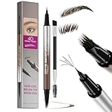 Microblading Augenbrauenstift 2 in 1 Natürlicher Flüssigkeits Augenbrauen Wasserfest Eyebrow Pencil für Frauen mit Brow Fection Winkelpinsel & Präzisions Detailpinselspitze (Schwarz Braun)