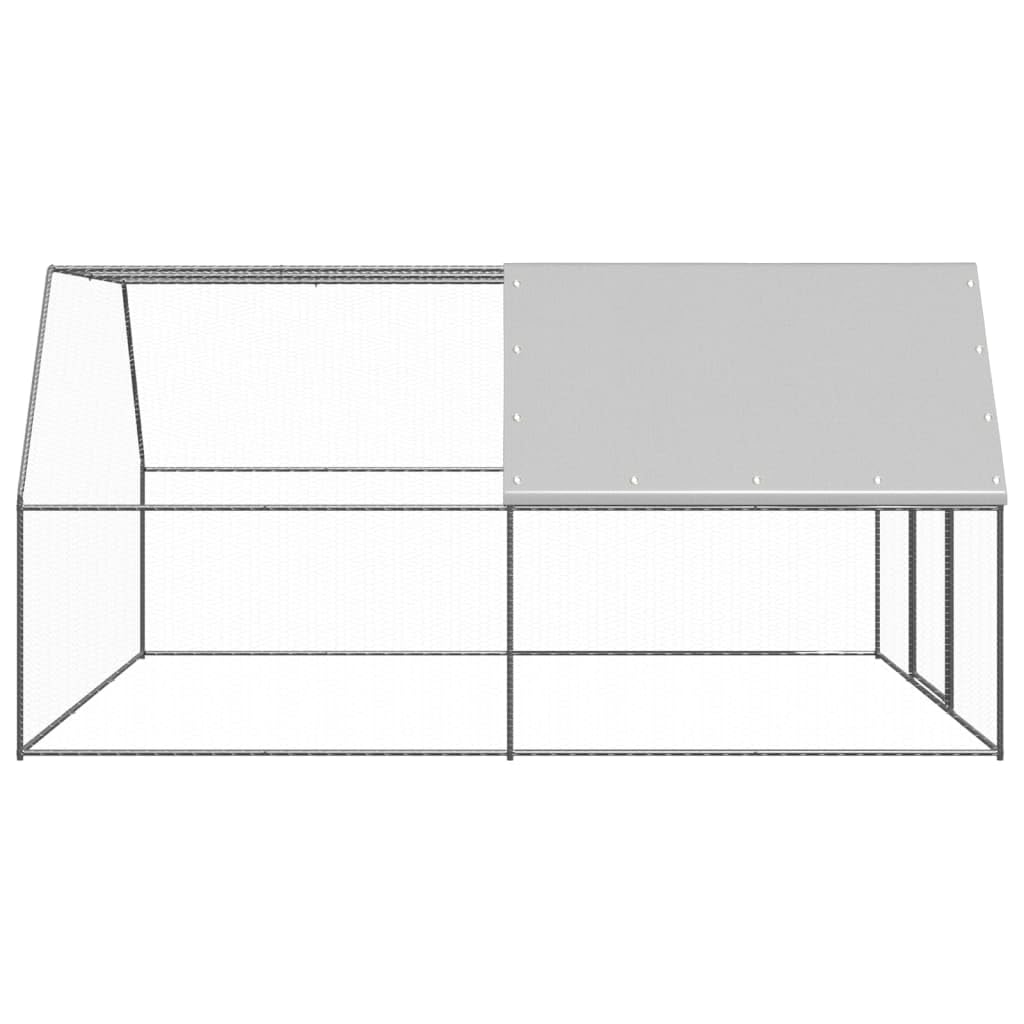 Jaula para pollos al aire libre, 3 x 4 x 2 m, acero galvanizado, jaula para gallinas, conejos, gansos, palomas y codornices, color plateado y gris plateado