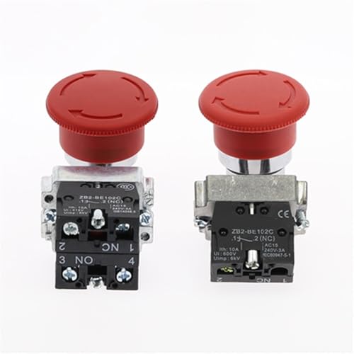 Interruptor de parada de emergencia XB2 de 22mm y 10A con cabezal selector rojo NONC 4