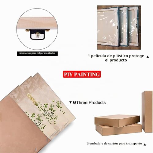 Miniatura 8 de Piy Painting 3x Cuadro Sobre Lienzo Imagen De Plantas Verdes Elegantes En Botellas De Jarrón Canvas Wall Art De La Lona Arte De Pared Listo Para Colgar Con Sala Comedor Cocina 30x30cm