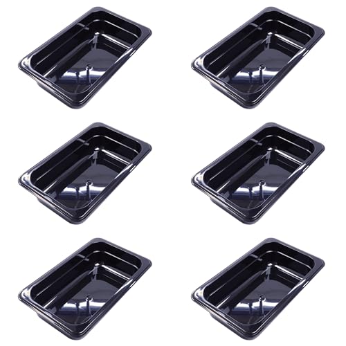 AcMax 6 contenitori GN 1/4 per gas GN, 1,8 litri, profondità 65 mm, in plastica, colore nero