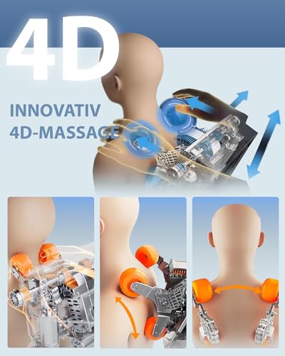 MeitFith 4D Massagesessel Ganzkörpermassage Shiatsu Massagematte Massagesessel mit Wärmefunktion Massage Stuhl Massage Chair fußmassagegerät, Schwarz