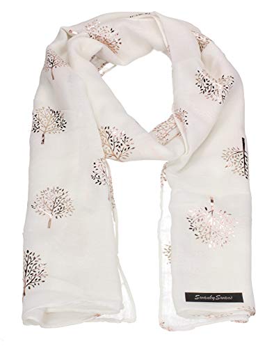 Image of SwankySwans Mulberry Tree Celebrity Designer Scarf Womens Scarf Shawl Wrap Ladies Long Scarf (RG White)