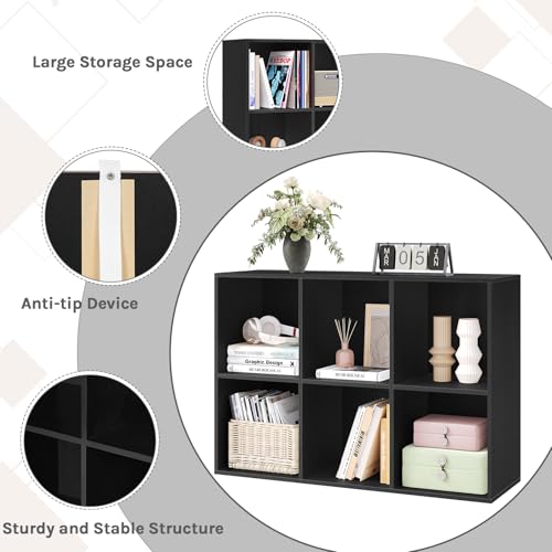 Étagère cubes 6 cases modulable noir 89 cm WOLTU