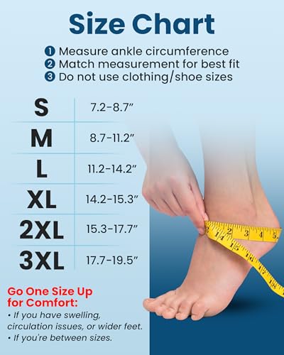 KEMFORD Ankle Compression Sleeve with Cooling Effect - 1-Pair, Plantar Fasciitis Braces - Open Toe Compression Socks for Swelling, Sprain, Neuropathy, Arch Support for Men and Women - M, Black