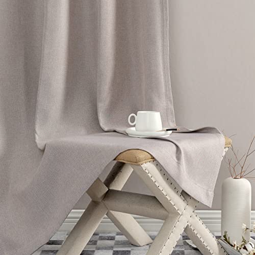 Vangao Curtains for Bedroom, Linen Textured Curtains 84 Inch Length 2 Panels Set, Room Darkening Drapes for Living Room, Grommet Top Window Treatments, Taupe