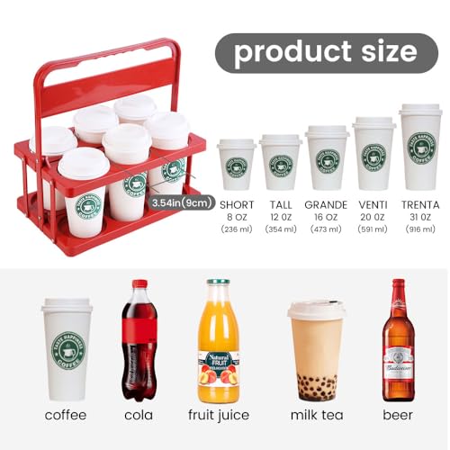 musbus Reusable Drink Carrier with Handle for Food Delivery Drivers, Portable Cup/Coffee Holder Accessories for Delivery, Foldable Drinks Caddy with Tray, Car Durable Plastic Festive Bottle, Vacation - view 1