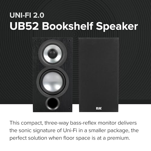 ELAC Uni-Fi 2.0 UB52 Bookshelf Speakers (Pair), Black (UB52-BK) by ELAC - Image 2