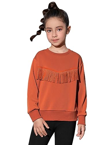 Perfashion Girls Novelty Sweatshirt Tassel Trim Top Size 6 7 Kids Caramel Clothes Fashion Pullover